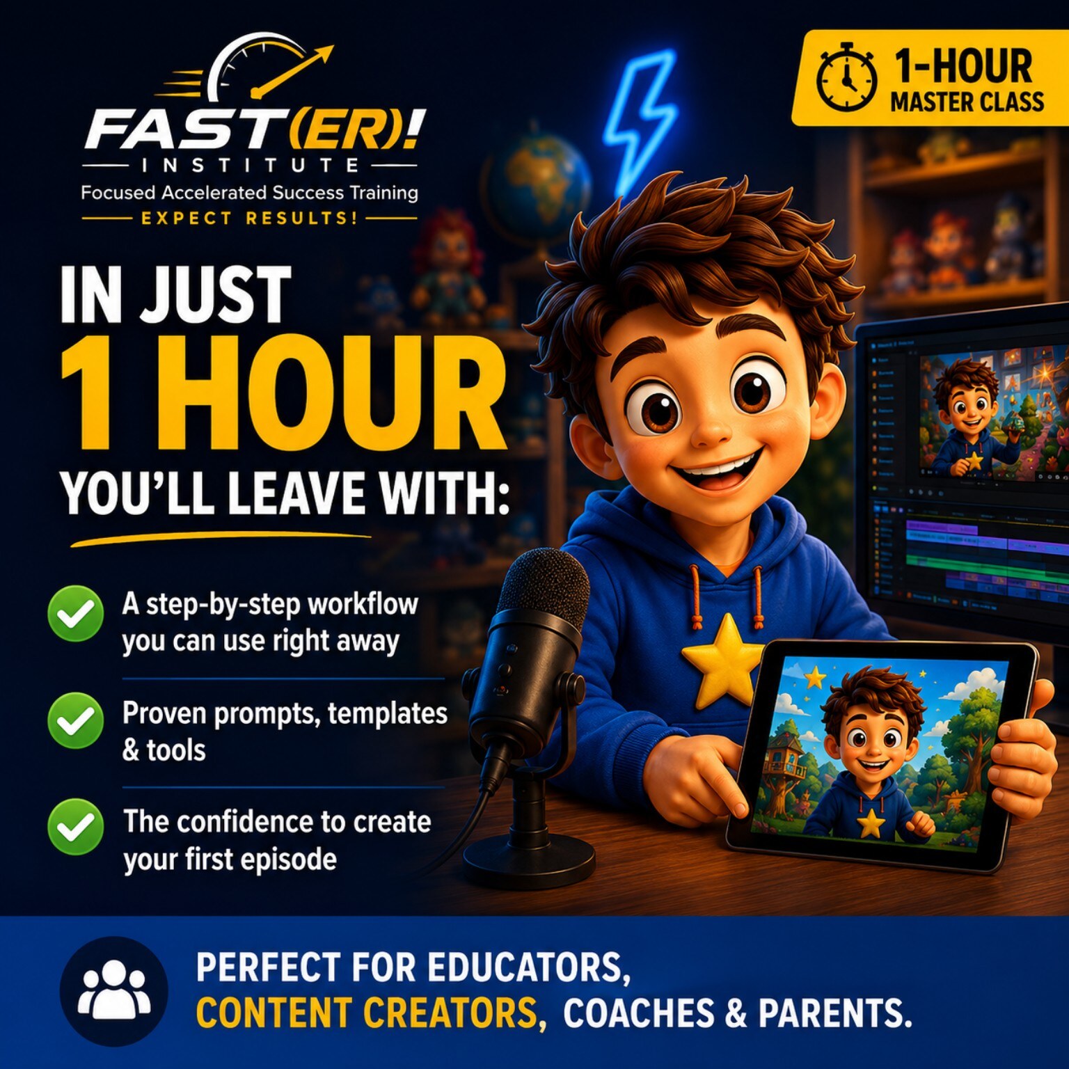 One hour masterclass outcomes promotional graphic